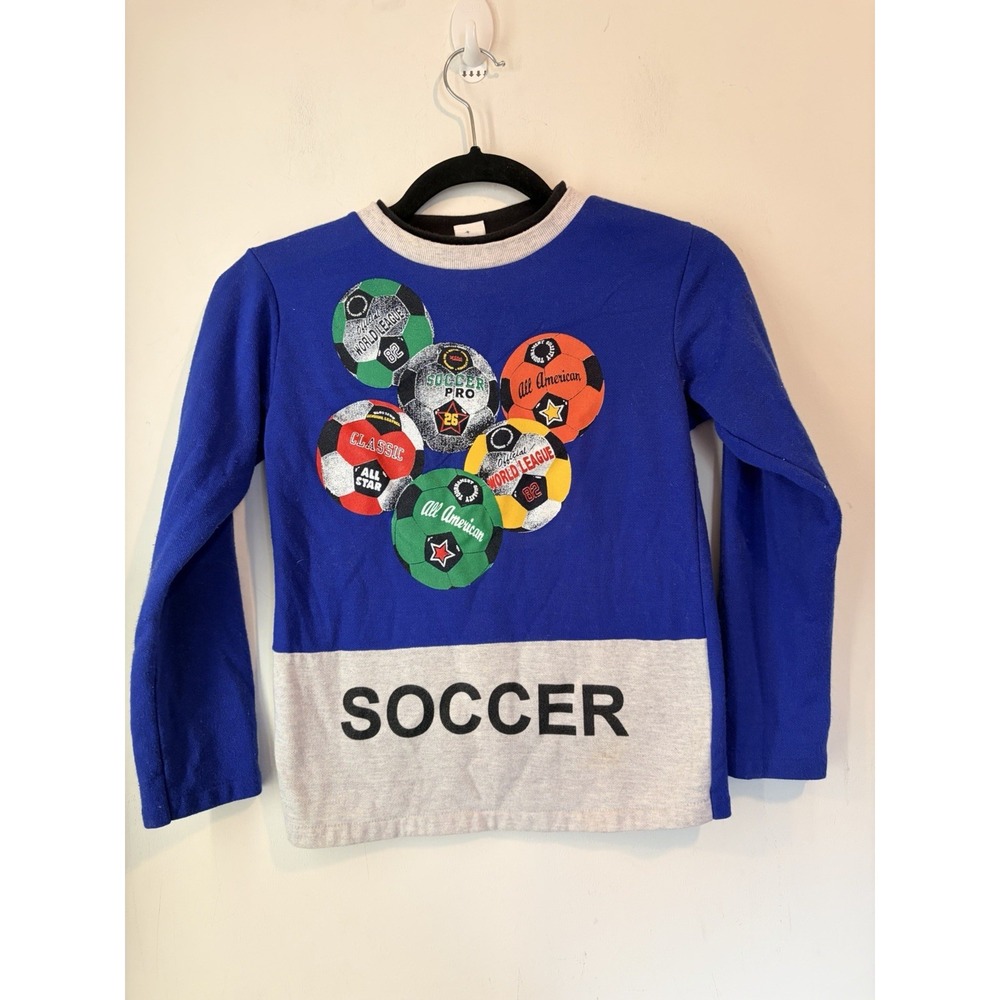 Vintage Childrens Soccer Graphic Tshirt Long Sleeve Sideline Size 10 Made In USA